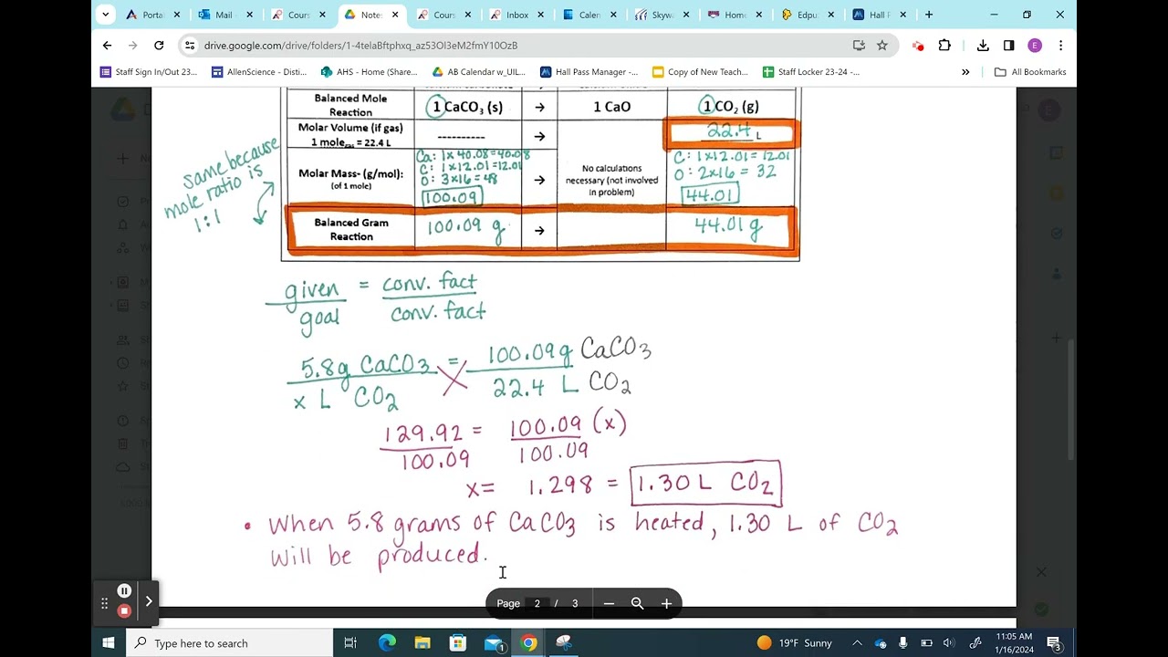 Notes 7.3- Gas Stoichiometry