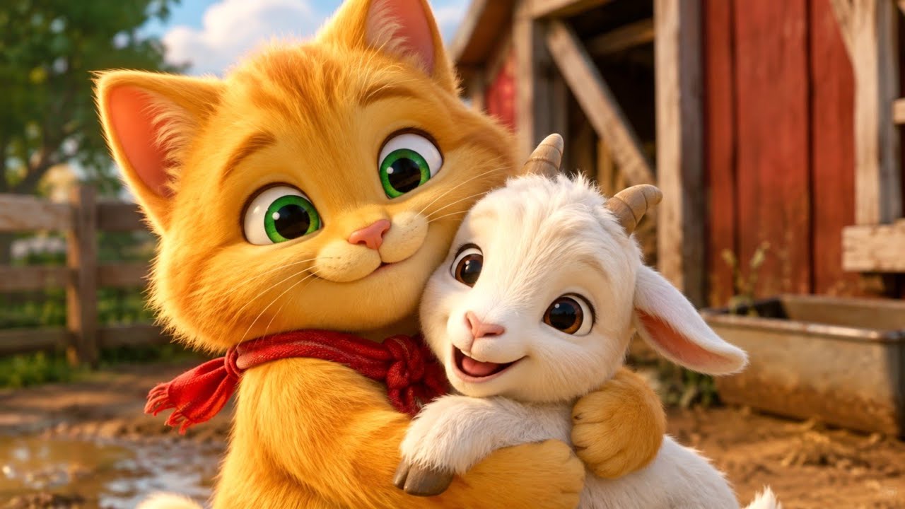 😺 Золотистая кошка помогает потерявшемуся козлёнку | Звуки животных для детей | Приключения милых...