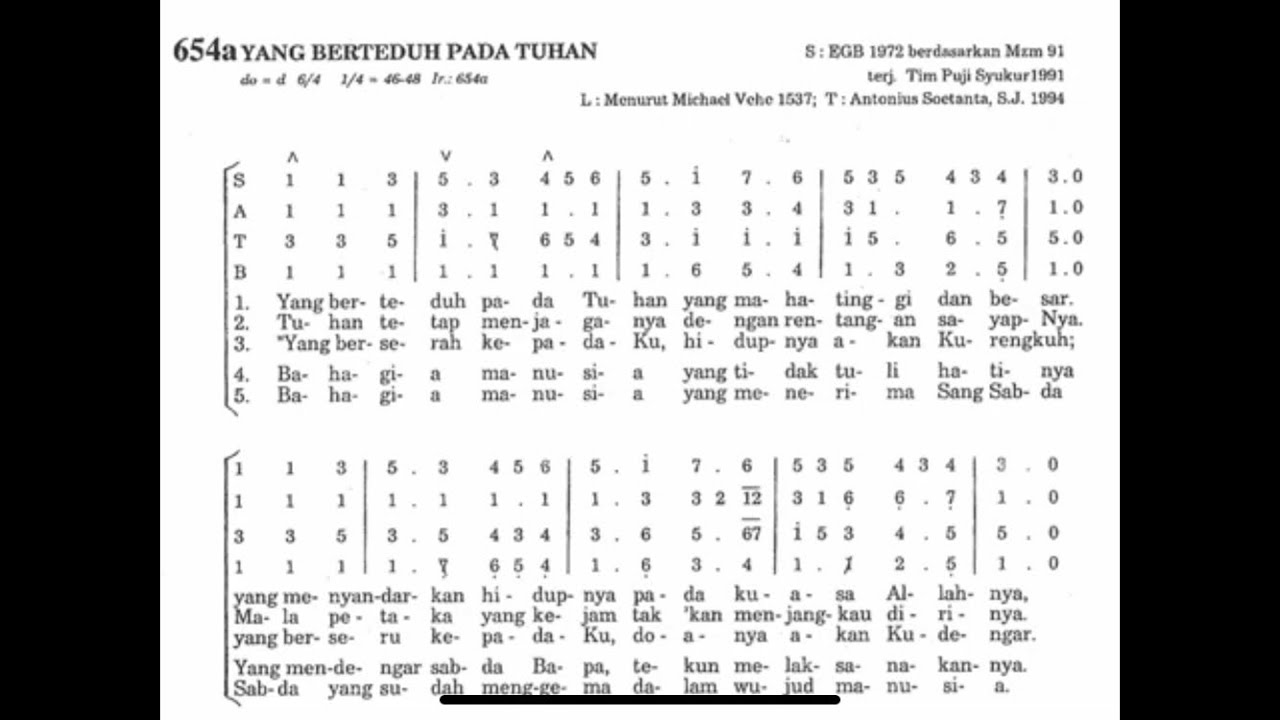 Yang Berteduh Pada Tuhan (PS. 654a) - notasi Alto