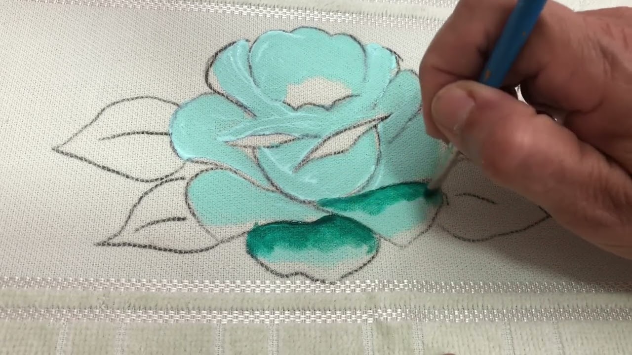 PINTURA EM TECIDO | COMO PINTAR ROSA VERDE passo a passo
