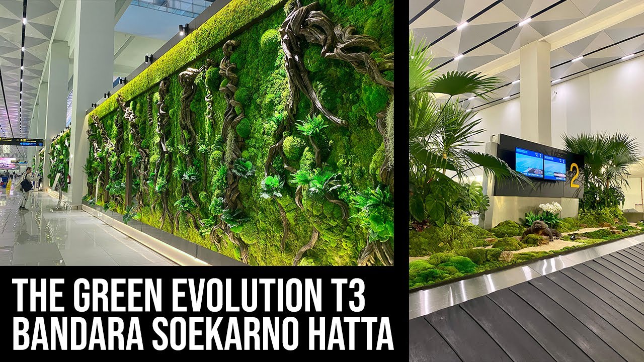 TAMAN DI ATAS CONVEYOR & MOSS WALL TERBESAR DI INDONESIA YANG ADA DI T3 BANDARA SOEKARNO HATTA