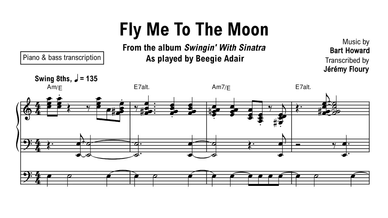 Fly Me To The Moon - Beegie Adair - Piano transcription