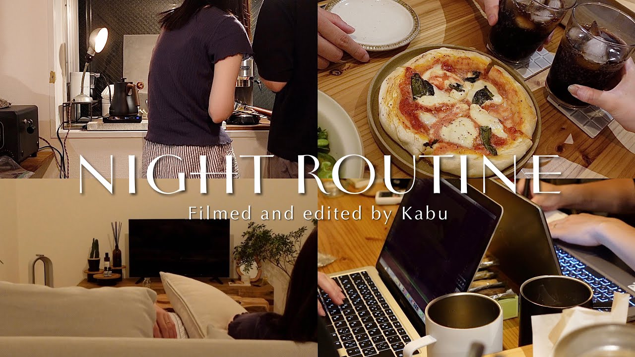 Night Routine | 社会人の休日ナイトルーティン🌛| 共働き夫婦2人暮らし | お家でピザ作り🍕| 買い出しからのリアルな夜をお届け(sub)