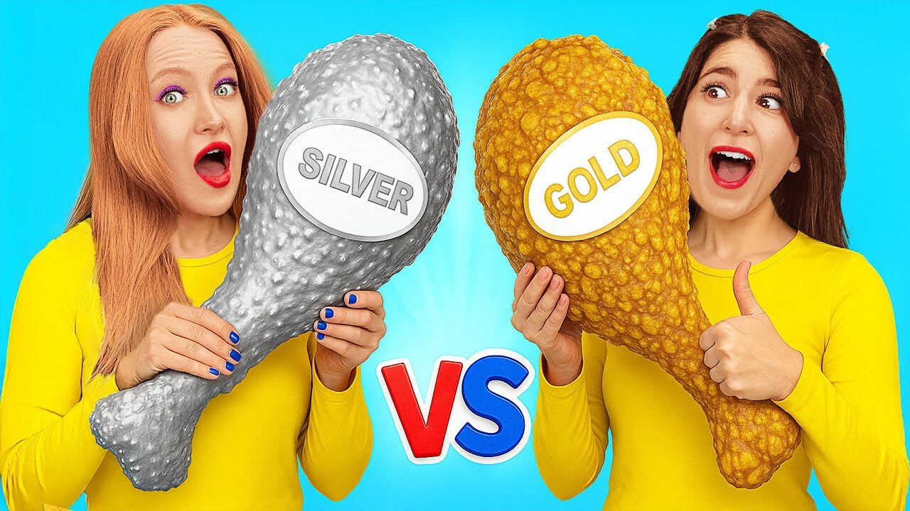 ¡NUEVO 123GO! INCREÍBLE DESAFÍO DE COMIDA DE COLORES! 🥇 Platos de Oro vs Platos de Plata 🥈