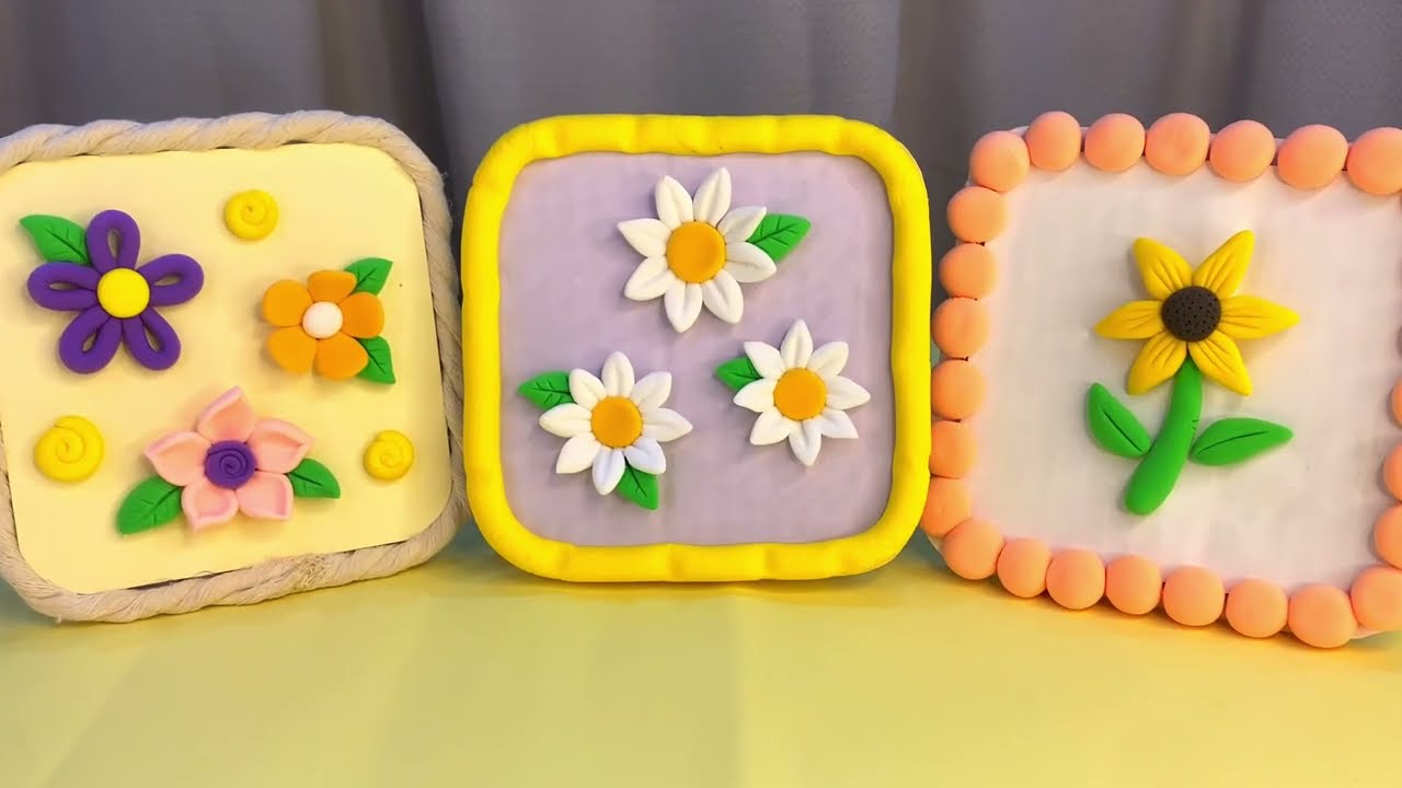 اشكال بالصلصال الفوم ✨أفكار مبهرة✨🌼 لعمل 3 براويز Clay Art بالصلصال – ديكورات يدويّة ولا أسهل!