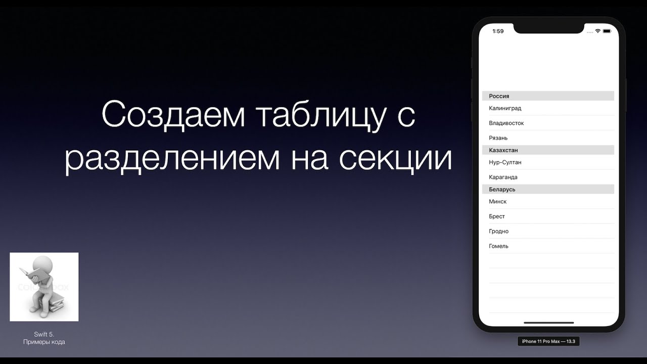 Swift5 UITableView  Создаем таблицу с секциями