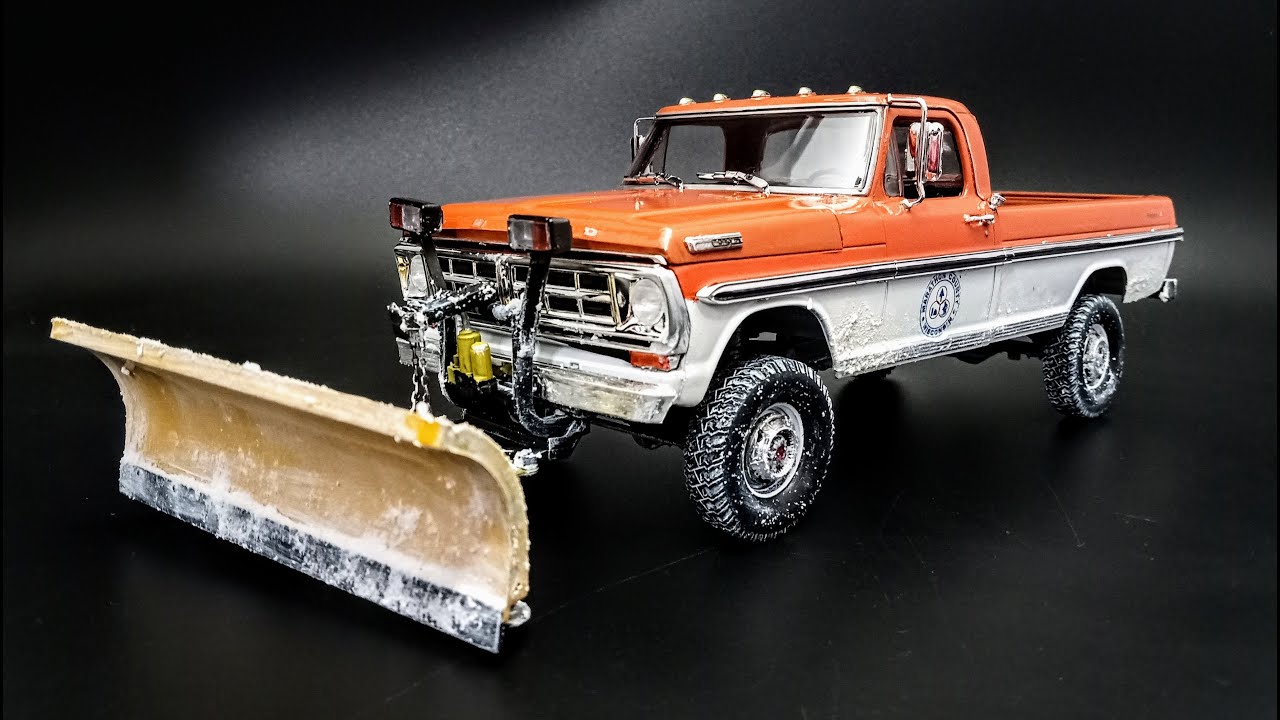 1972 Ford F250 4x4 Plow Truck 390 V8 1/25 Scale Model Kit Build How To Assemble Paint Snow Effects