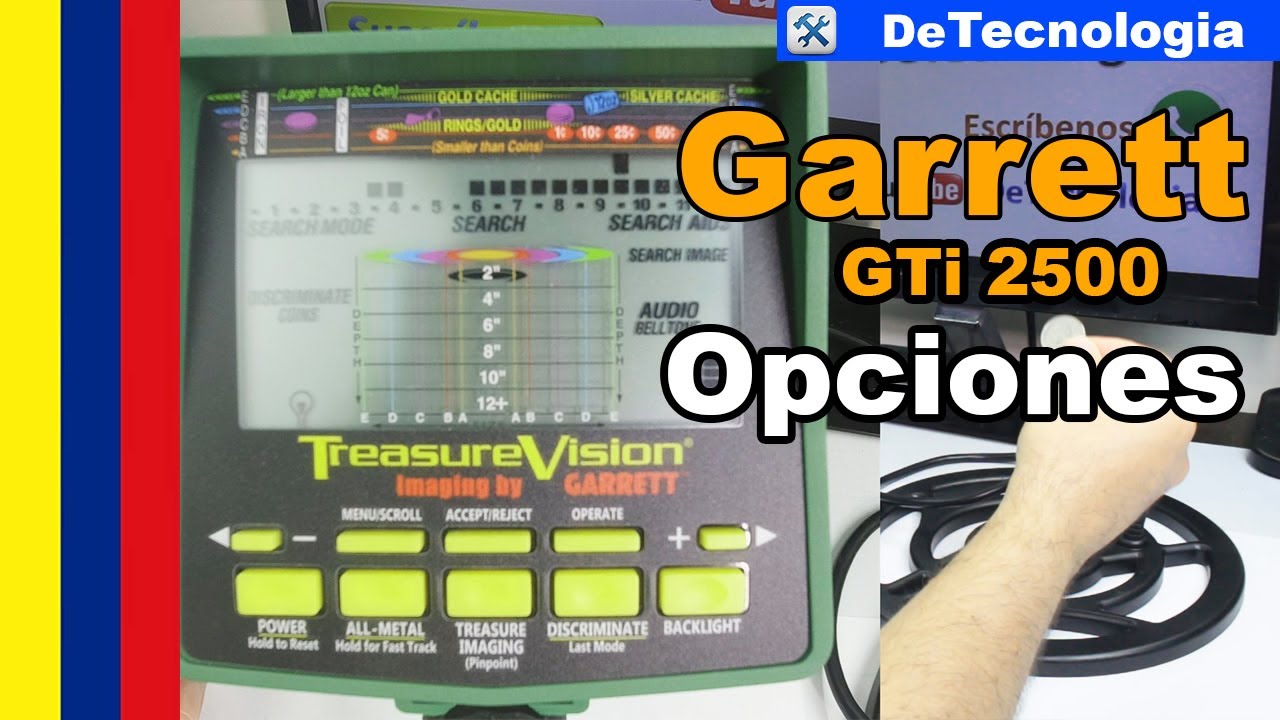 Manual Garrett GTI 2500 MENÚ OPCIONES DE CONFIGURACIÓN - Detectores de metales en Cali Colombia