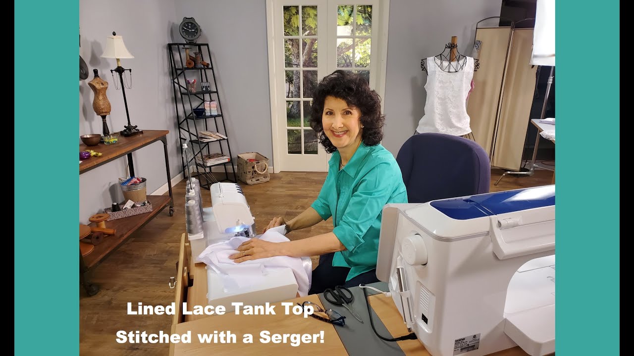 Joanne Banko makes a lined lace tank top on PBS It's Sew Easy TV show ISE2003 2