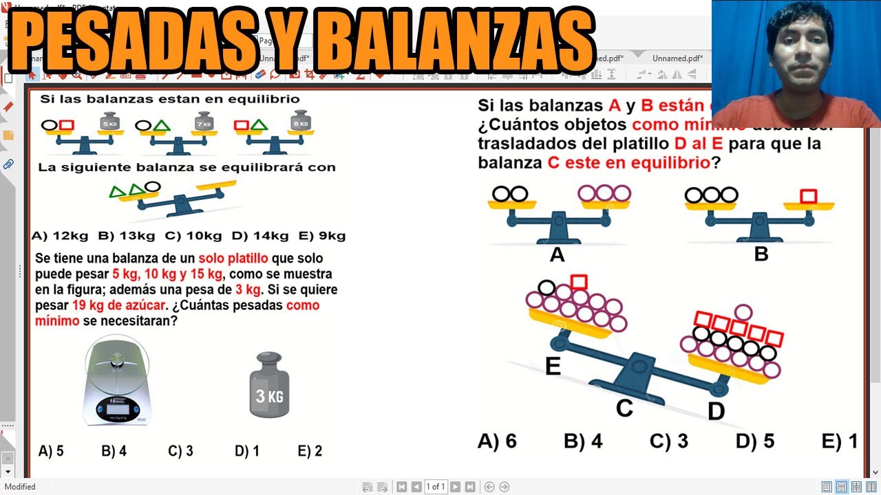PESADAS Y BALANZAS RAZONAMIENTO MATEMATICO PROBLEMAS RESUELTOS