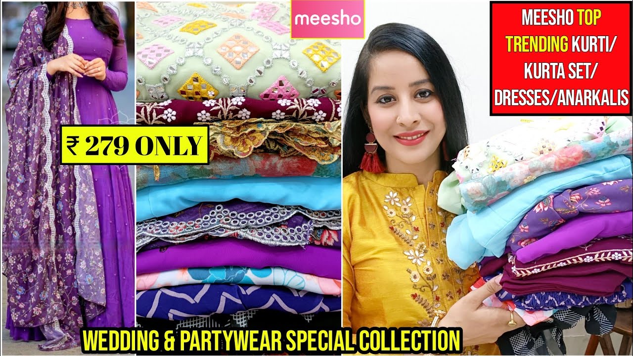 Meesho Haul Starting 279👗 Meesho Wedding Kurti/Kurta Set With Dupatta Haul 