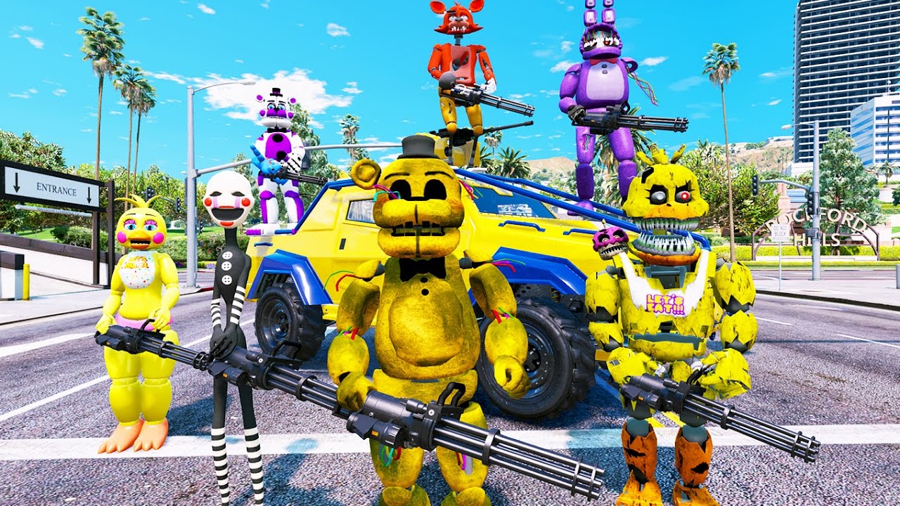 ULTIMATE ANIMATRONIC CRIME FIGHTING SQUAD! (GTA 5 Mods FNAF Funny Moments)