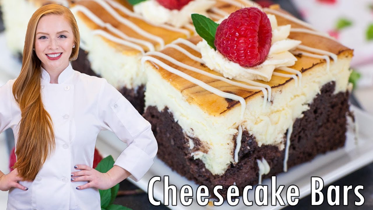 Chocolate Raspberry Cheesecake Bars - The BEST Cheesecake Bars!! With Brownie Base!