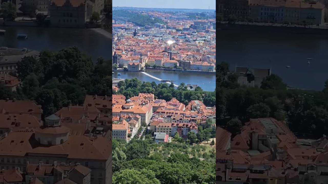 Prague city view from Petrin tower🇨🇿#praguecity #pragueview #praguevlog #petrintower #praguepanorama