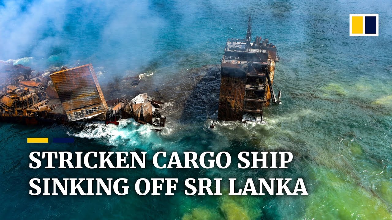 Oil spill feared from sinking chemical cargo ship off Sri Lanka after two-week blaze aboard vessel