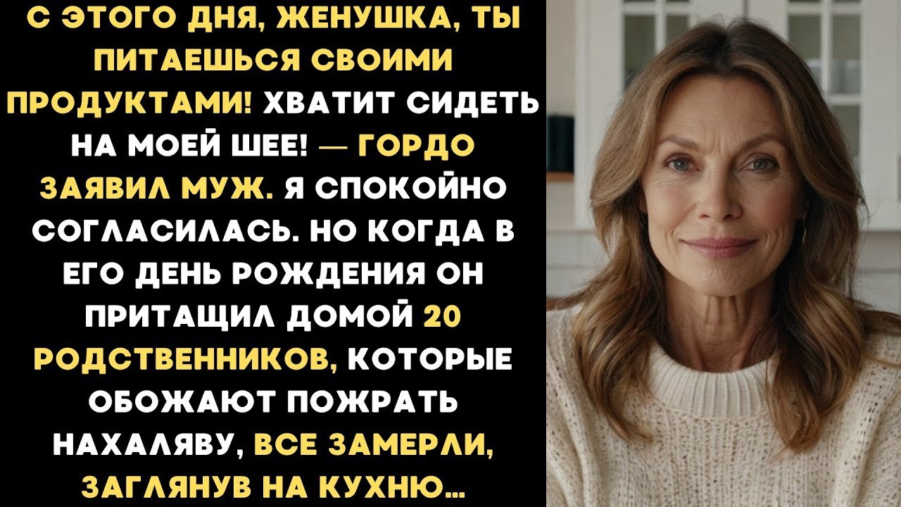 Муж заявил: С этого дня ты ешь свои продукты! Но в его день рождения родня замерла посмотрев на стол