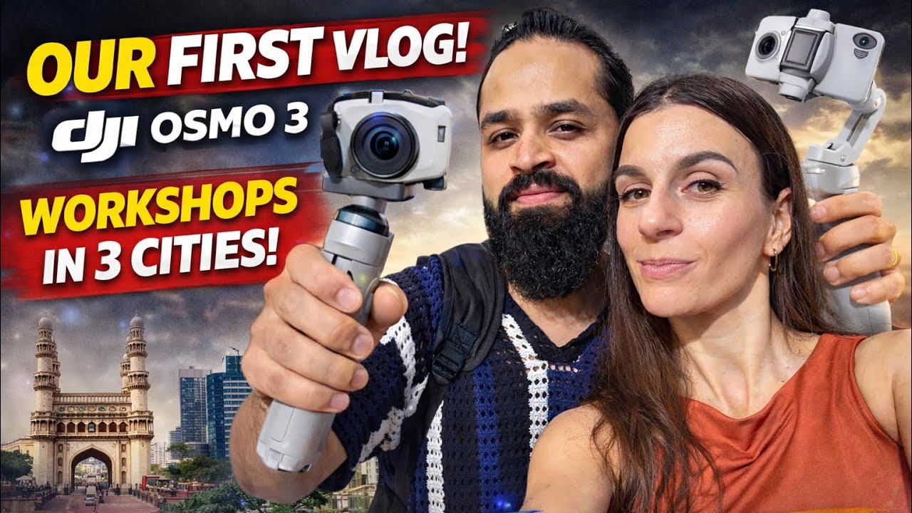 Our First Vlog With New @DJI  Osmo 3 Hyderabad, Bangalore, Chennai 3 Cities- 4  Workshop 🫶🏻