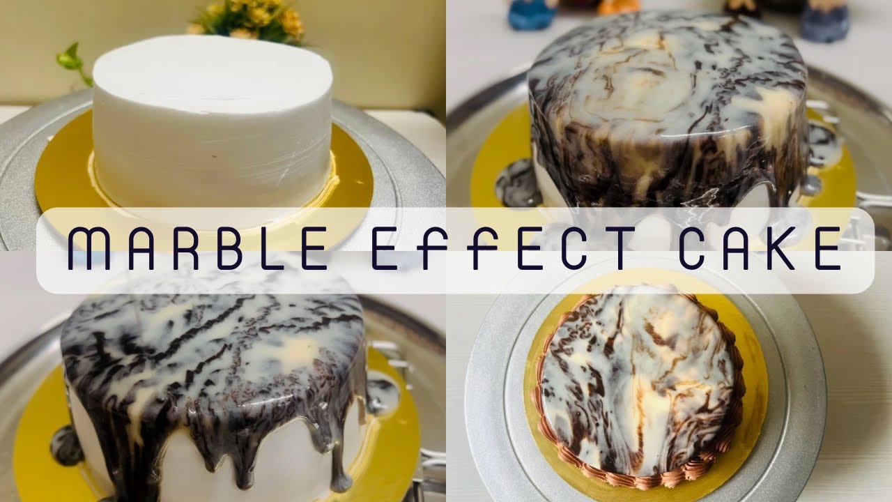 Marble Effect Cake | Chocolate Marble Effect Glaze Cake Recipe | Vanilla Cake