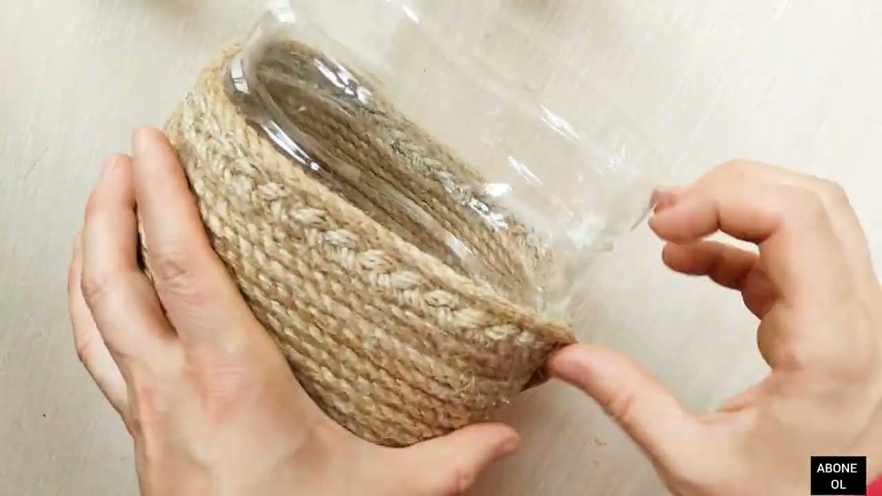 PLASTİK KUTUSUNDAN HASIR SEPETİ YAPIMI - HALAT SEPET YAPIMI KOLAY ve PRATİK / ROPE BASKET #hasır