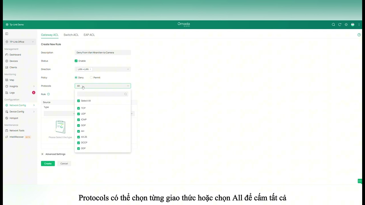 Hướng dẫn tạo Access List giữa các VLAN trên Omada