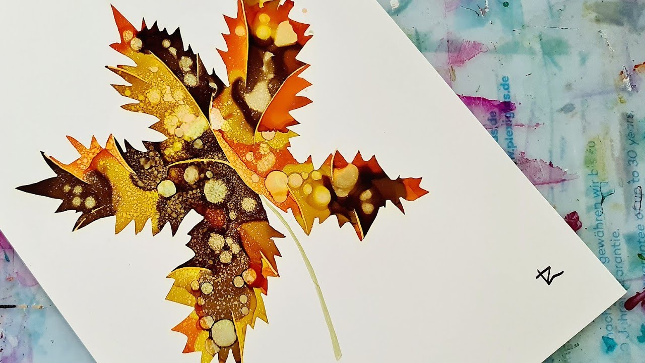 Challenge / Fall Inspiration 🍁 [ 247]  Abstract Fluid Art / Alcohol Ink / Posca Pencil