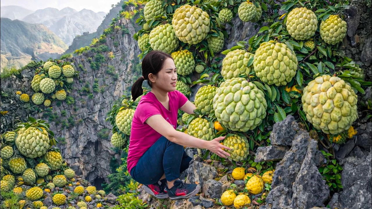 Harvesting Rare Giant Custard Apples to Sell | Secret Mountain Orchard Discovery