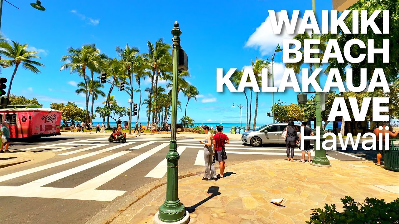 Walking in Honolulu | Waikiki Beach & Kalakaua Ave, Hawaii, Oahu | 4K