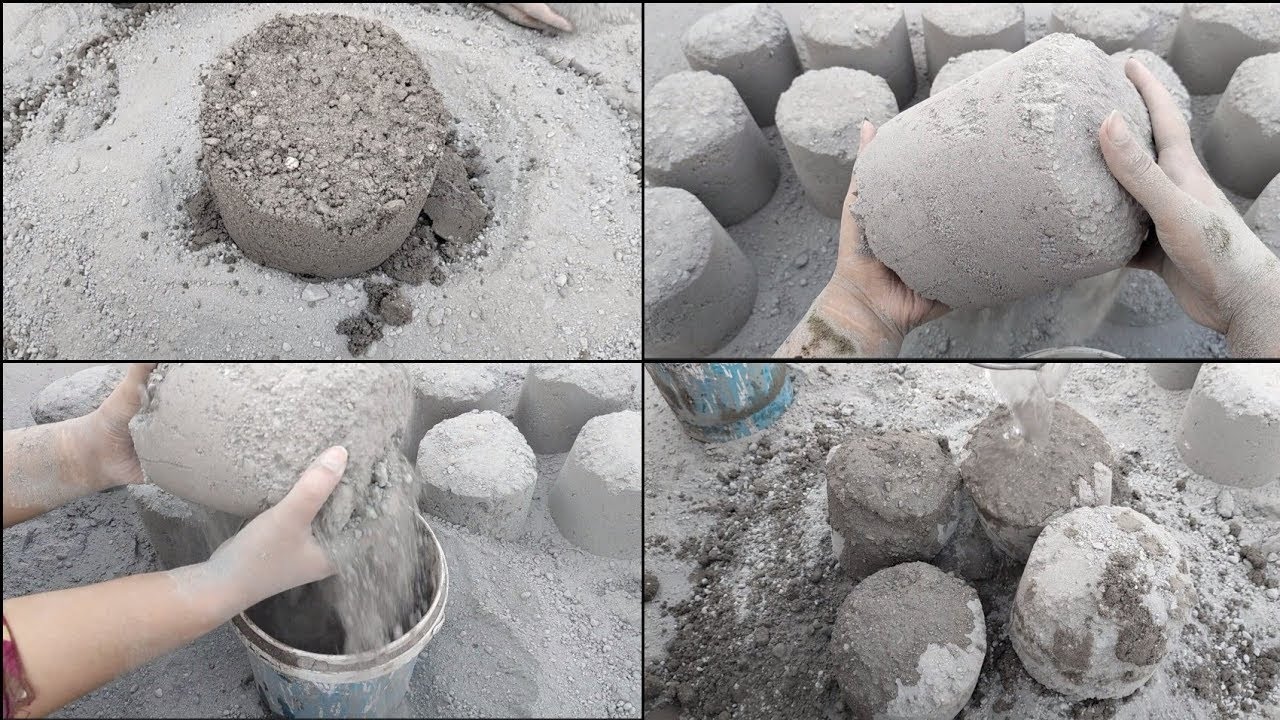 extra dusty extra soft gritty cement huge shapes Wholecrush dry on floor+💦 🪣+mixing 💯