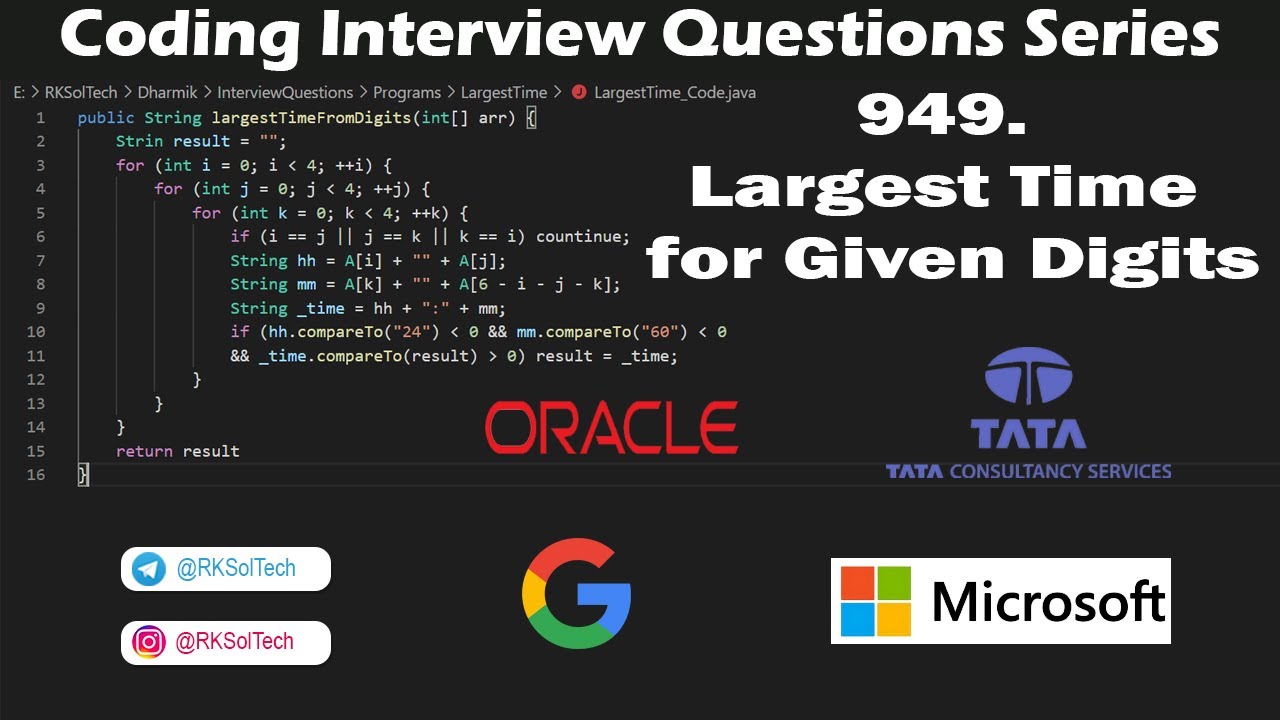 949. Largest Time for Given Digits | String questions | Coding Interview Questions Series