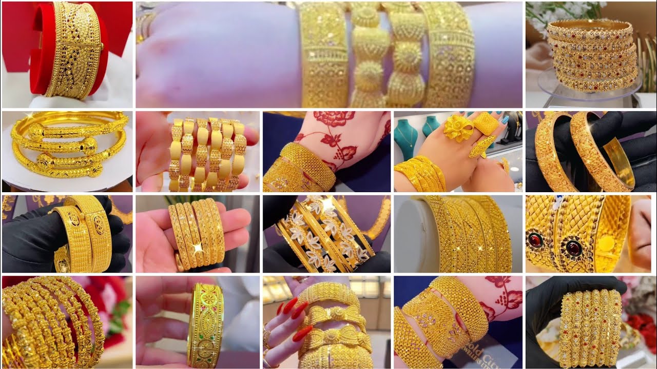 Heavy Arabian Gleaming Gold kangan/Fancy Gold bangle design for women@Minsasgoldjewellerycollection