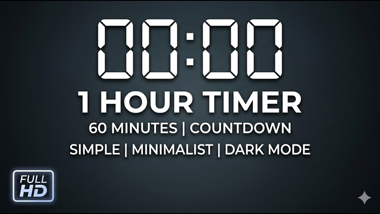1 Hour Countdown Timer with Alarm - 60 Minute Clock for Study, Focus, Workout, and Productivity