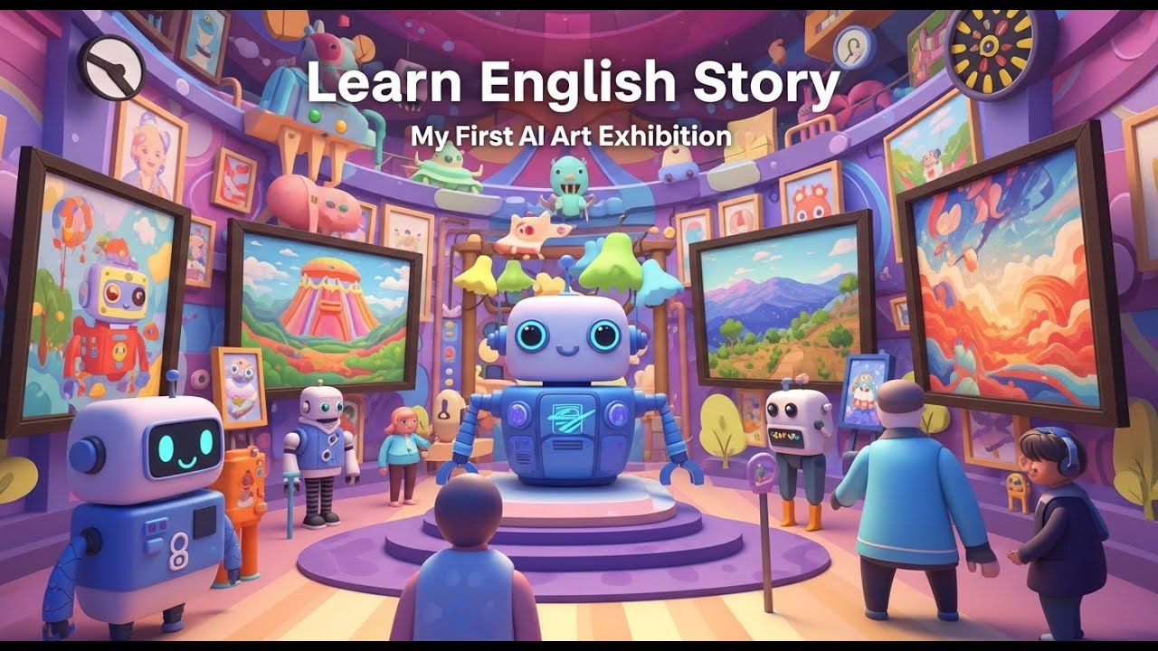 Learn English Story – My First AI Art Exhibition