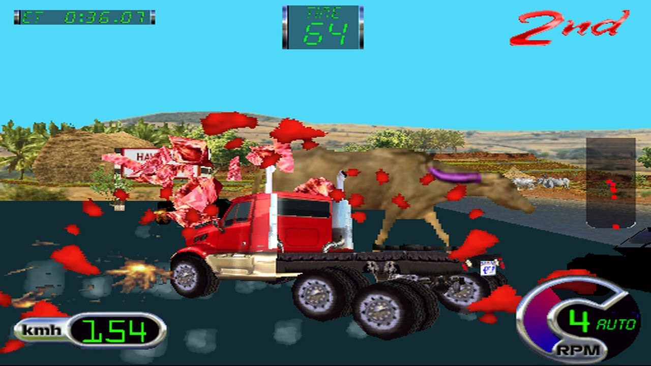 Cruis'n Exotica - Arcade - India (Easy) - 'Wideload' (Kenworth T-600) - Full Race - MAME 0.240
