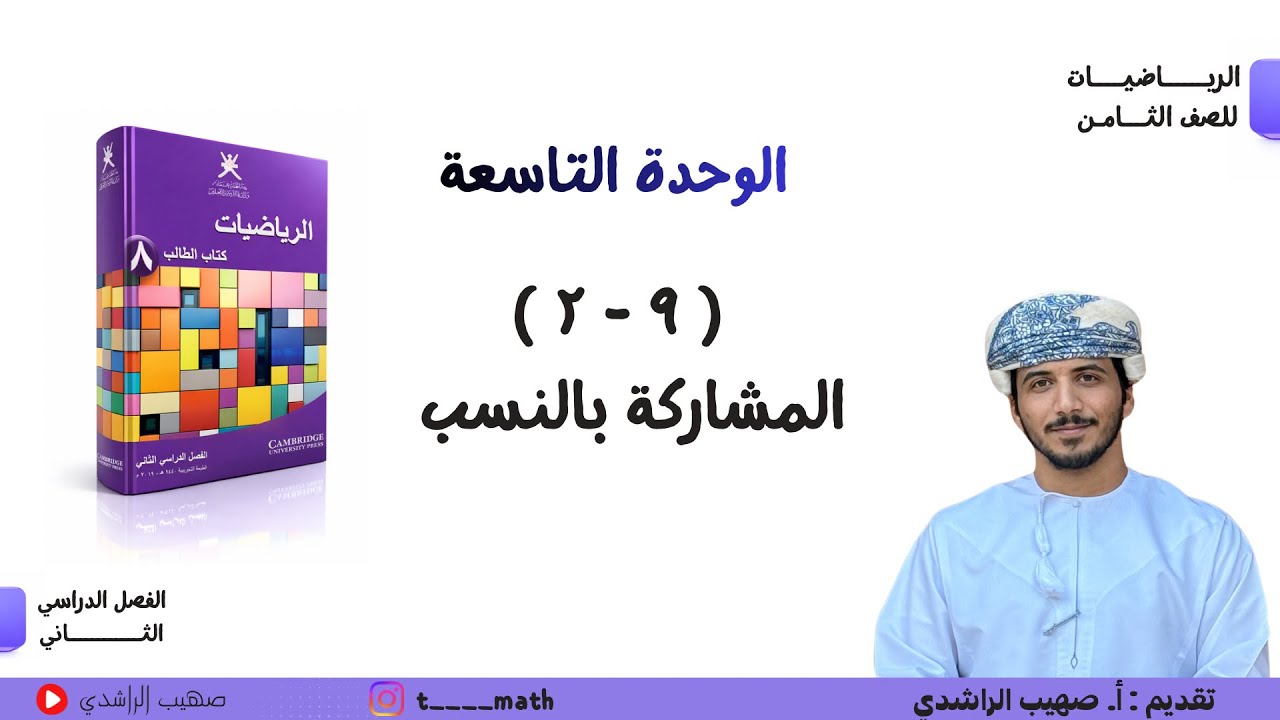 ملخص الدرس الثاني ( ٩ - ٢ ) : المشاركة بالنسب - الصف الثامن - الفصل الثاني