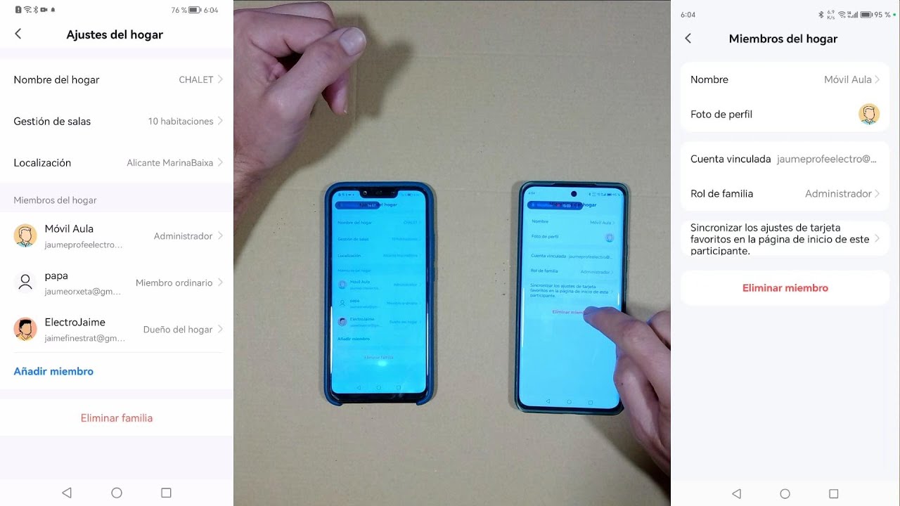 COMPARTIR HOGAR TUYA SMART LIFE. Añadir o eliminar un miembro a un hogar. Tipo de usuario.