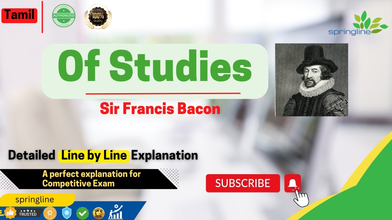 Of Studies | Essay by Sir Francis Bacon | Line by line Text explanation in tamil | @springline33