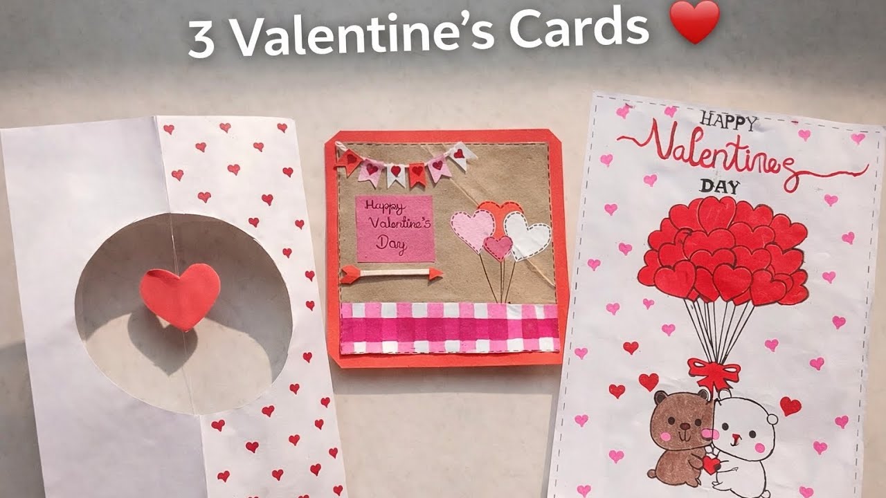 3 Valentine's Cards| Easy DIY Paper Cards|Handmade Valentine Ideas 