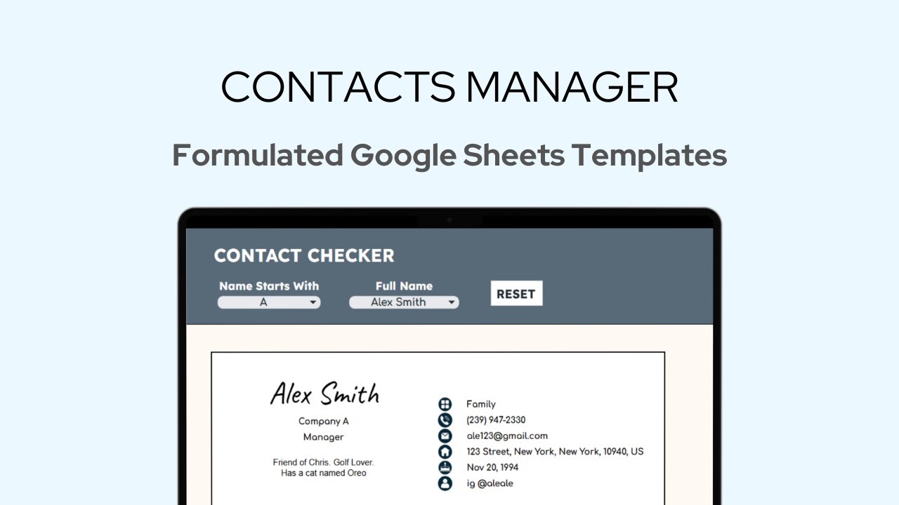 Digital Contact List Google Sheet Template How to Use Video Tutorial