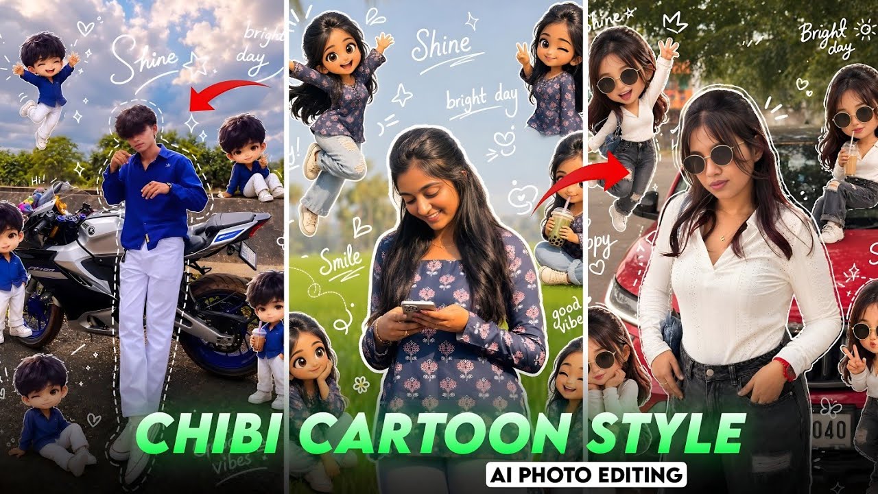 Trending Chibi Cartoon Style AI Photo Editing | 3D Chibi Style Girl AI Photo Editing Prompt