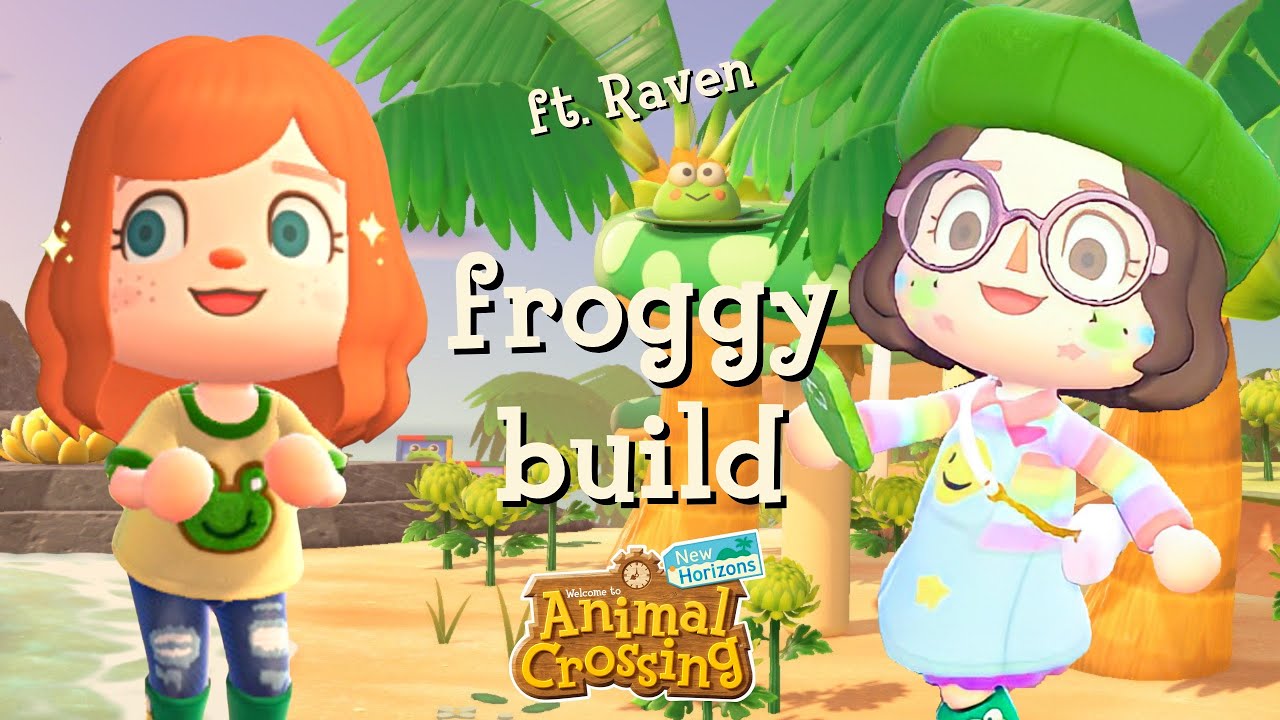 froggycrossing Challenged Me to Make a FROGGY Build?? //animal crossing speed build ft. Bestie Raven