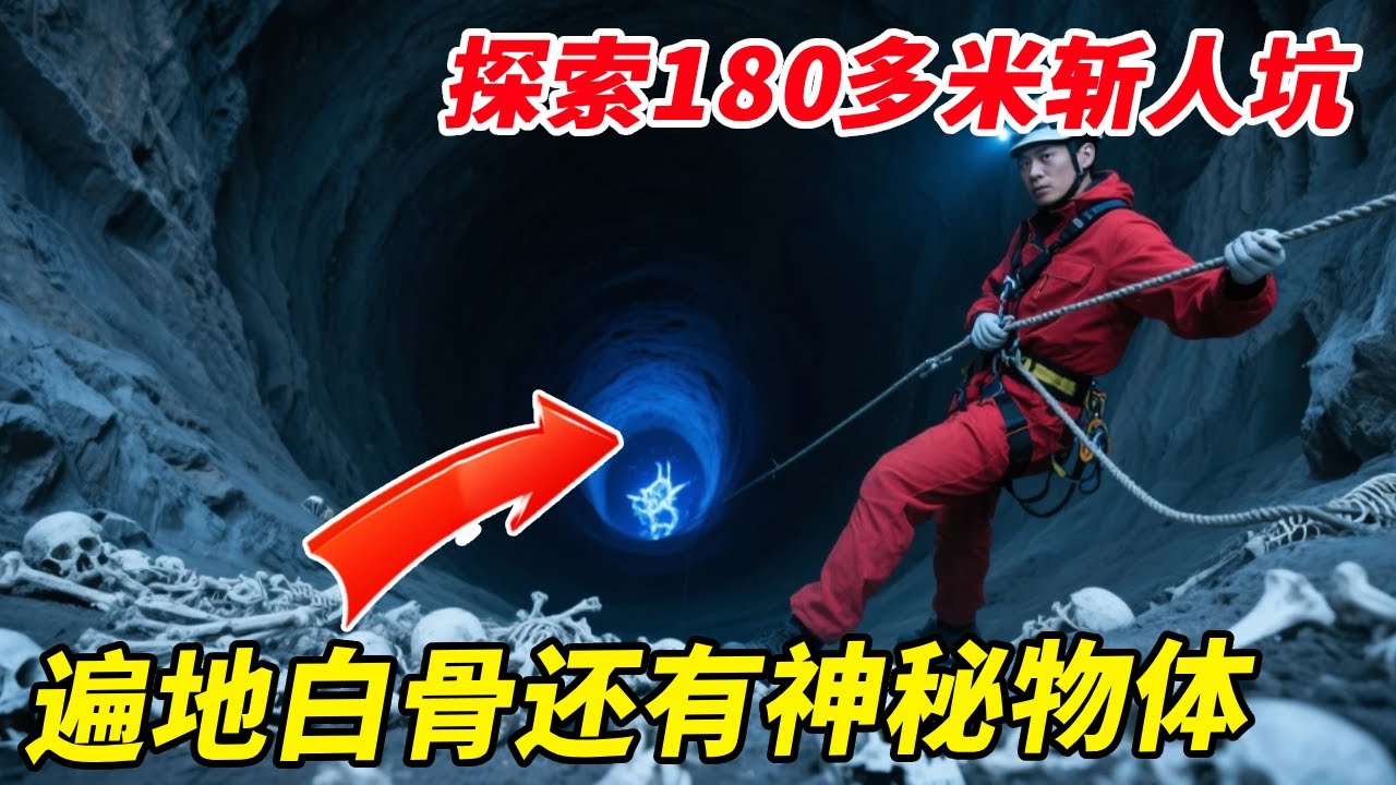 探索180多米斩人坑，竟发现一地白骨，还有蓝色不明物体出现！【户外小北哥】