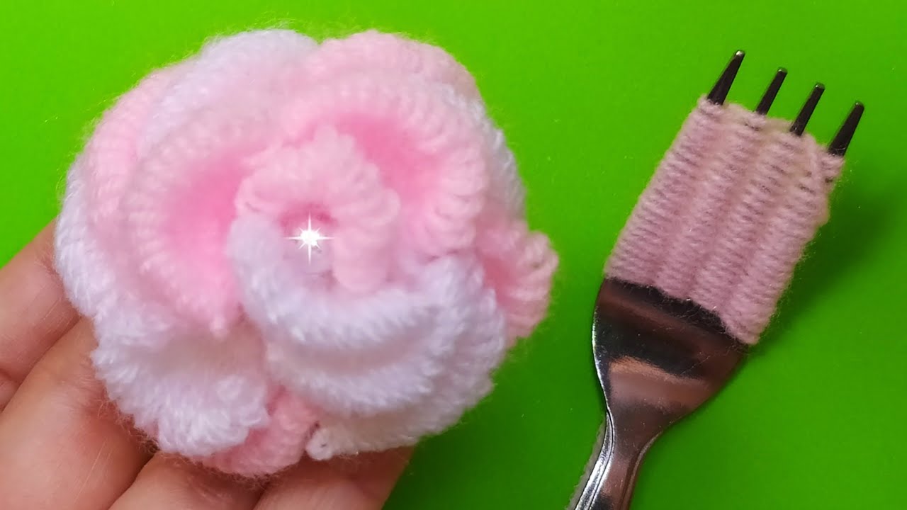 TRUCO DE BORDADO DE UNA ROSA CON UN TENEDOR _ Bordado a Mano _Hand embroidery
