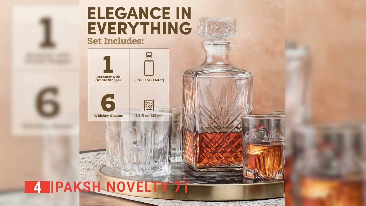 Paksh Novelty 7‑Piece Whiskey Decanter Set Review – Elegant Italian Glass Barware!