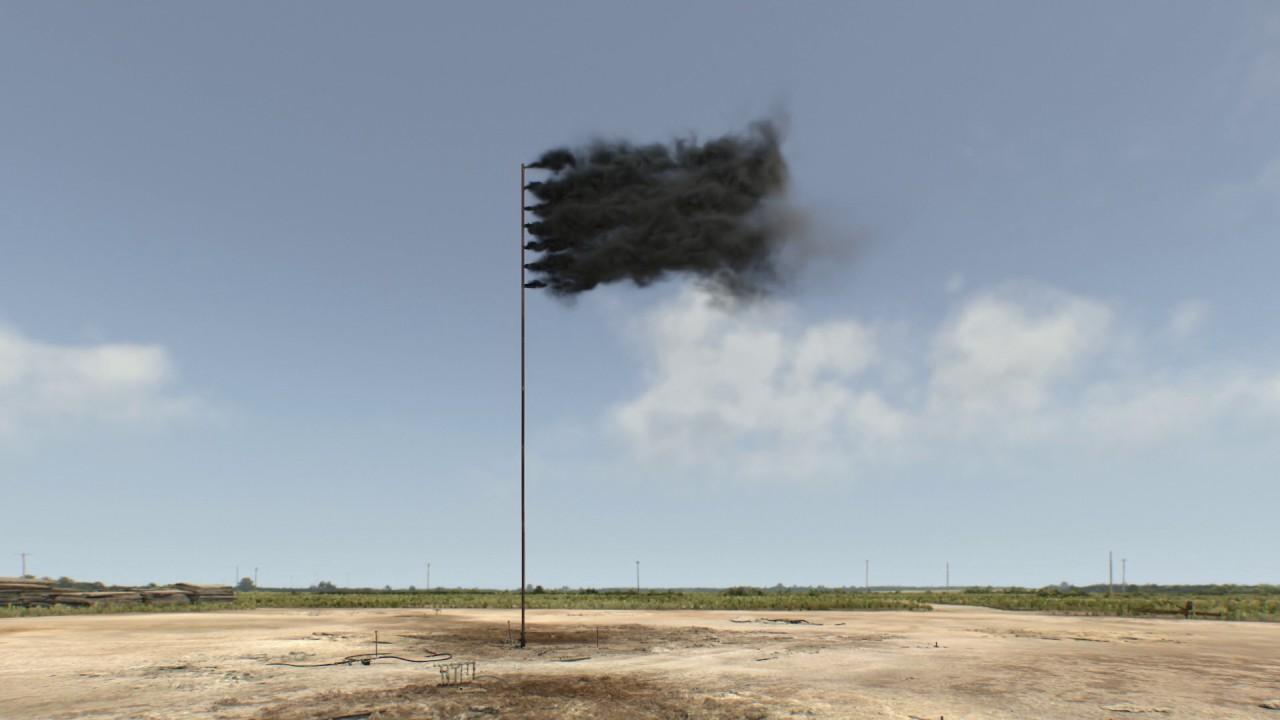 Artist John Gerrard creates virtual flag of billowing black smoke