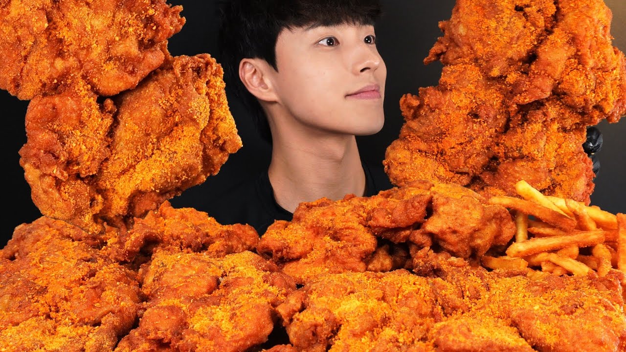 진짜 역대급으로 큰 치킨 먹방! 또래오래 쏙닭쏙닭 치킨 감자튀김까지 WHOLE FRIED CHICKEN MUKBANG ASMR EATING SOUNDS