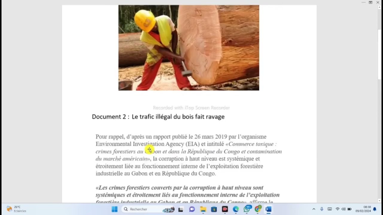 Sujet de type 2 en histoire g&eacute;ographie - LE SECTEUR FORESTIER GABONAIS