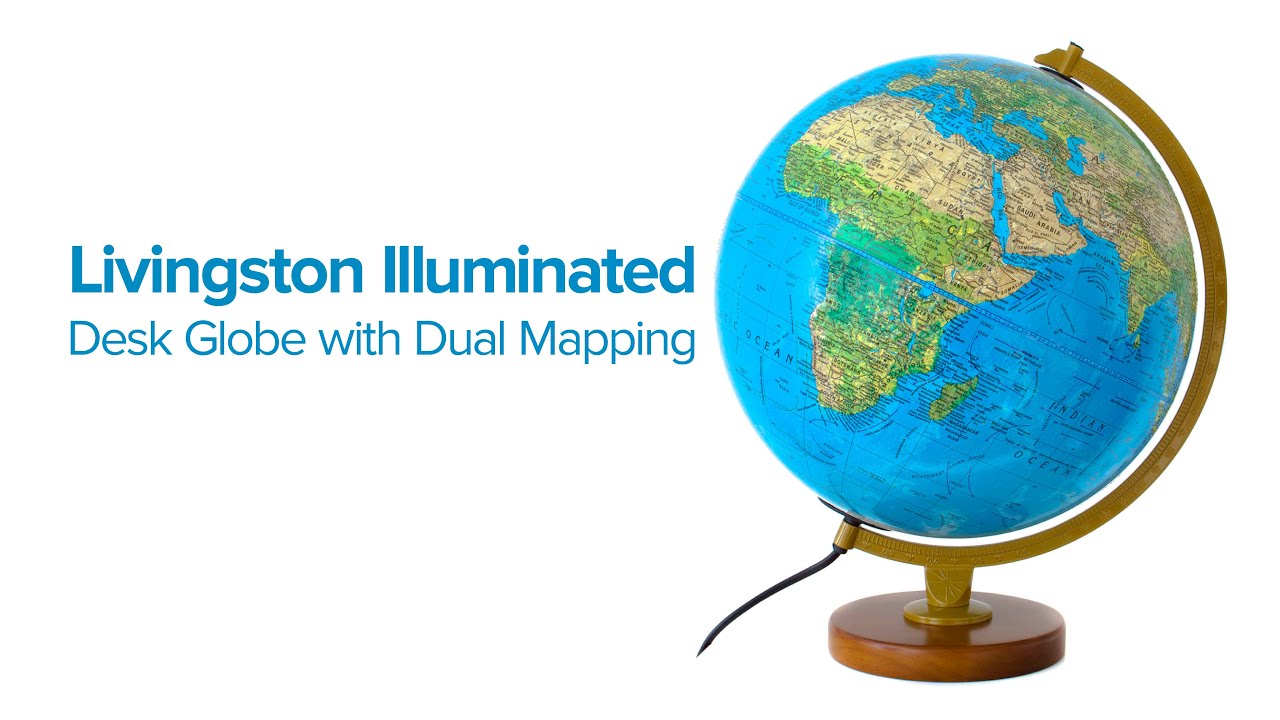 The Livingston Illuminated Desk Globe with Dual Mapping