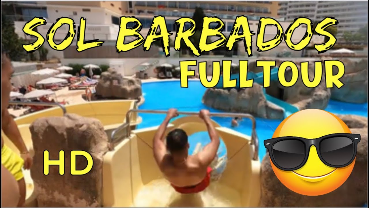 Sol Barbados Magaluf Melia Hotel Mallorca Spain Full Tour - Waterpark Pools & Local Beach Walk  ☀️
