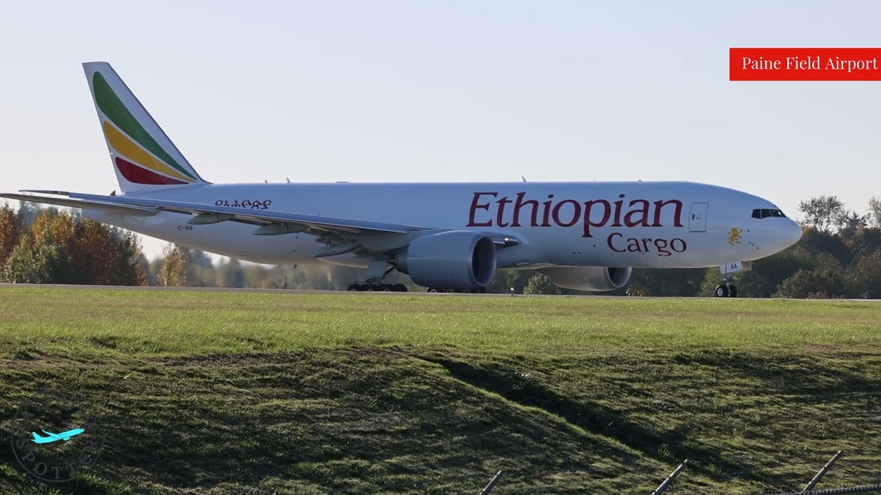 Ethiopian Cargo 777F Test Flight Takeoff At Paine Field