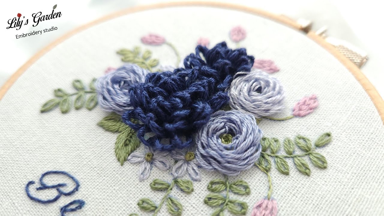 Eng sub [릴리스가든 프랑스자수] 색깔 시리즈 #2블루 플라워  French embroidery color series #2 Blue flower